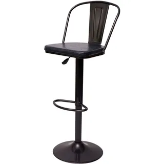 2er-Set Barhocker HWC-H10a, Tresenhocker Barstuhl, höhenverstellbar drehbar Industrial Kunstleder Metall vintage grau - Grau