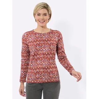 Rundhalsshirt CLASSIC BASICS "Shirt", Damen, Gr. 54, rot (rotbraun, papaya, bedruckt), 100% Baumwolle, gemustert, mehrfarbig, Rundhals, Shirts Rundhalsshirt