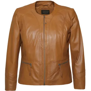 Bikerjacke JCC "Lederjacke 731-II", Damen, Gr. 50, braun (cognac), Obermaterial: 100% Schafsleder sheepskin. Futter: 100% Baumwolle CO., Jacken Bikerjacke