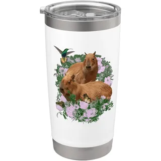 OK I PULL UP Lustiges Capybara-Meme mit realistischem Kolibri-Foto Doppelwandiger Edelstahl-Thermobecher
