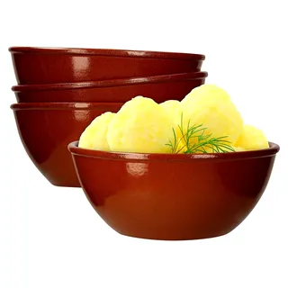 Servierschale aus Ton I 4er Set I Ø 18 cm I Größe L I Mediterran I Glasiert I Handarbeit I Antik/Vintage I Mittelalter I Wikinger