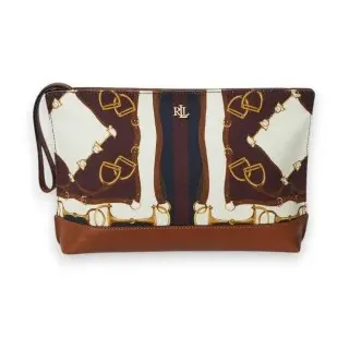Lauren Ralph Lauren für Damen. 432P04512001 Großes bedrucktes Canvas Portemonnaie (OSFA), Braun, Lässig, Baumwolle, Klassisch