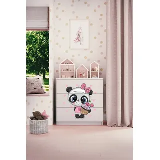 Kinderkommode mit Schubladen Panda in der Farbe Weiß Babydreams - Weiß