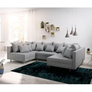 DeLife Wohnlandschaft Clovis Grau Flachgewebe Modulsofa - Grau