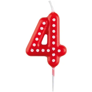 Amscan 9900914 - Zahlenkerze 4 Geburtstagsparty, Höhe 6,5 cm, Kuchendekoration ( Sortiert)