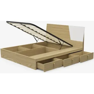 Doppelbett 160x190 cm Bett mit Stauraum Schubkasten modernes Design Steyr - Natur