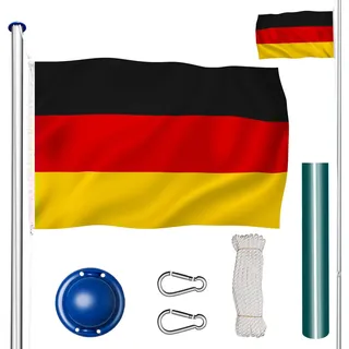tectake® Aluminium Fahnenmast wetterfest inklusive Seilzug und Bodenhülse