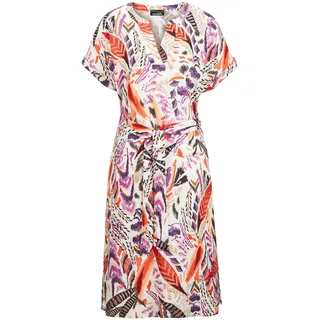 Sommerkleid GOLDNER "Kurzarm-Kleid mit Ethno-Print", Damen, Gr. 54, N-Gr, bunt (bunt, gemustert), Obermaterial: 100% Viskose CV., figurumspielend, V-Ausschnitt, mit Aufschlag, Kleider Sommerkleid, Taschen in den Seitennähten