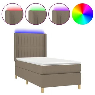 vidaXL Boxspringbett mit Matratze & LED Taupe 90x200 cm Stoff - Taupe