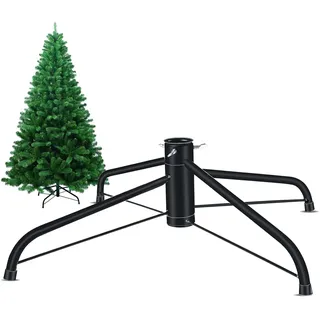 Weihnachtsbaumständer, Faltbarer Christbaumständer (lang 43cm, ø2.2cm) Metall Baumständer Weihnachten mit rutschfeste Gummifüße, Tannenbaumständer für 0.9M - 1.8M Weihnachtsbaum (Dunkelgrün)