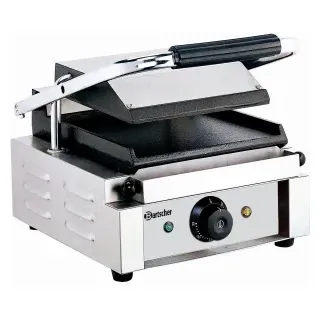 Bartscher Kontaktgrill, Tischgrill mit Grillplatten aus Gusseisen, Grillfläche: glatt