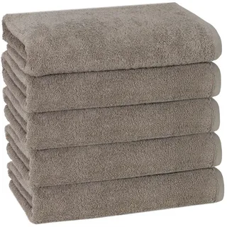 Zollner Duschtücher, 5er-Set, 70x140 cm, 100% Baumwolle, Grau , Taupe , Textil , 70x140 cm , Oeko-Tex® Standard 100 , Heimtextilien, Badtextilien, Duschtücher