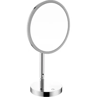 DEUSENFELD SL500CTA - Premium Akku Wand LED Kosmetikspiegel, CTT - stufenlos einstellbarer Farbton von 2700-6500K, LED Touch-Control, 5x Vergrößerung, Ø22cm - Silber