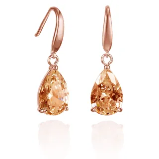 namana hellrosa Tropfen-Ohrringe für Damen, Roségold ohrhänger mit pink Steinen im Birnenschliff, rosa hängende Ohrringe für Frauen, Rosegold Ohrringe Damen, Damenohrringe mit Geschenkbox