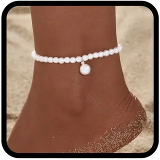 Handcess Boho-Perlen-Fußkettchen für Damen, Fußkettchen, Perlen, Fußschmuck für Damen und Mädchen