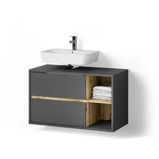 livinity Livinity® Waschbeckenunterschrank Vomano, 100 x 60 cm, Anthrazit/Artisan-Eiche - Grau