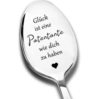 Edelstahl Löffel mit Gravur Glück ist eine Patentante wie dich zu haben, Geburtstags Geschenk für Patentante, Kaffee Dessert Löffel Personalisiertes Geschenk für Patentante