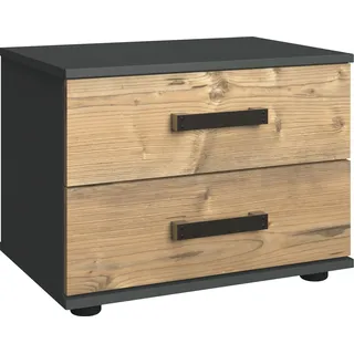 WIMEX Nachttisch WIMEX "Stockholm, Nachtkommode 52cm breit, Made in Germany", grau (graphitfarben, edeltannenfarben), B:52cm H:40cm T:38cm, Pflegeleichte Kunststoffoberfläche, Griffe aus Kunststoff, schwarz, Schubkästen auf Metalllaufleisten, Tische, 