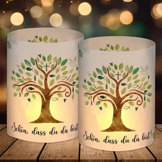 12 Windlicht Tischdeko Kommunion, Konfirmation, Jugendweihe, Taufe, Firmung, Geburtstag, Erstkommunion Deko Grün, Taufdeko Junge Mädchen Geschenke, für Teelichter oder Kerzen