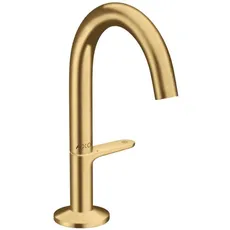 hansgrohe AXOR One Waschtischarmatur Select 140 mit Push-Open Ablaufgarnitur, Ausladung 122 mm, 48010, Farbe: Brushed Gold Optic