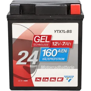 CARTEC Gel Motorradbatterie YTX7L-BS 7Ah 160A