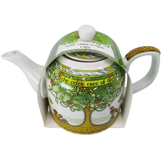 Royal Tara Irisch Porzellan Teekanne Tee Kanne Tea Pot Keltische Baum des Lebens Design | Teekessel aus New Bone China | H 12,5 cm B 20 cm Kapazität 0,65 lt
