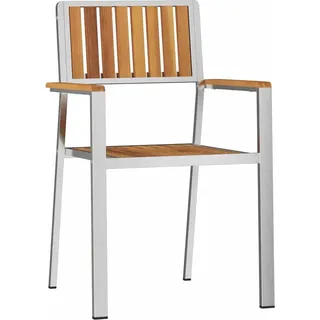 Gartenstuhl 2 pcs Massives Akazienholz und Edelstahl - Braun, Bunt