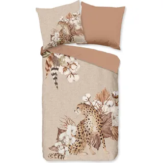 Duvet cover Good Morning 155x220 + 1* 80x80 cm - tiger and flowers - Beige