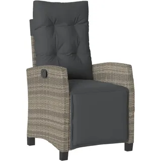 vidaXL Gartensessel mit Fußteil Verstellbar Grau Poly Rattan - Grau