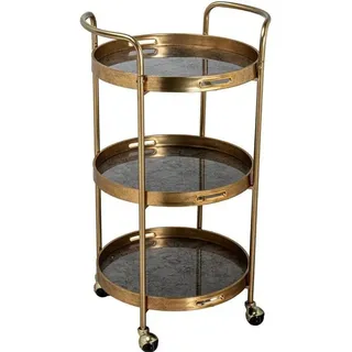 Drw Servierwagen mit 3 Ablagen aus Metall, goldfarben, 87,5 x 50 x 44,6 cm
