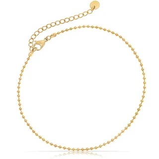 Edelstahl Damen Fußkettchen mit starkem Karabiner-Verschluss - in verschiedenen Designs - Frauen Fußkette Gold oder Silber - Mädchen Fußschmuck - Geschenk für Sie (Gold Kugeln)