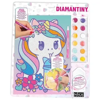 DIAMANTINY Design Art Kawaii Einhorn mit Blumen, mehrfarbig, 90018