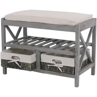 MCW Schuhregal 65 x 45 x 34 cm Sitzbank Grau/Weiß