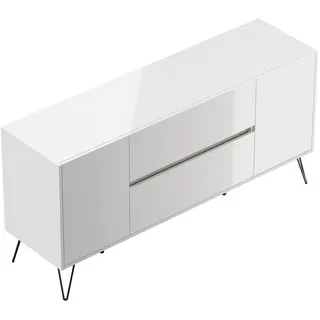 Posseik Sideboard 155 x 75,8 x 42 cm Weiß Hochglanz