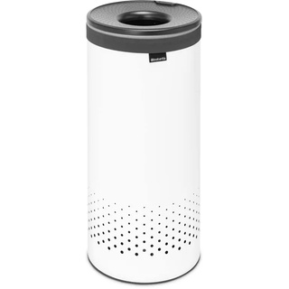 Brabantia - Wäschekorb - Quick-Drop-Öffnung - Perfekt sitzenden Baumwollwäschesack - Korrosionsfrei - Mit Belüftungslöcher - Wäschesammler - Weiss - 35 L