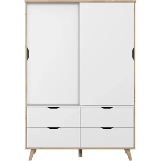 Forte Schiebetürenschrank Vankka 140 x 200 x 50 cm Weiß