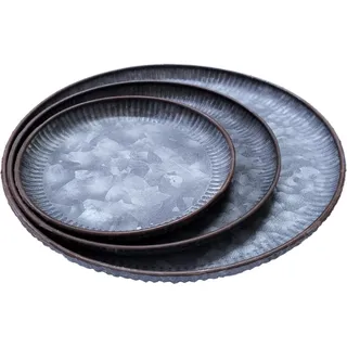Runde, galvanisierte Schubladen - Dekorative Accessoire - 3 Stücke - Rostfarben - Metall - Bunt