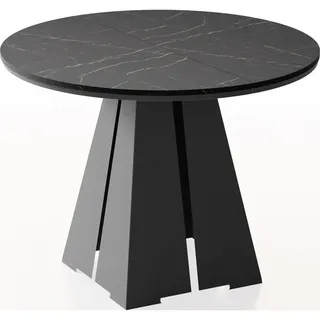 WFL GROUP Esstisch Anthrazit, Holzwerkstoff, 10-Sitzer, Rund,Rund, 120x76x120 cm, Esszimmer oder Küche - 120 c... - Schwarz