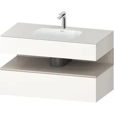 Duravit Qatego Einbauwaschtisch mit Konsolenwaschtischunterbau, 1000x550x600mm, Nische Taupe Matt, QA4786091, Farbe: Weiß Supermatt/mit Nischenbeleuchtung