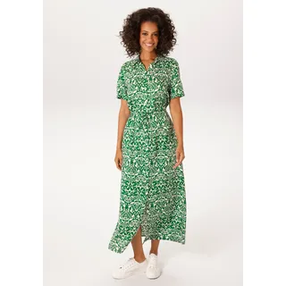 Aniston CASUAL Sommerkleid Blumen/Ornamente Smaragdgrün/Wollweiß 42