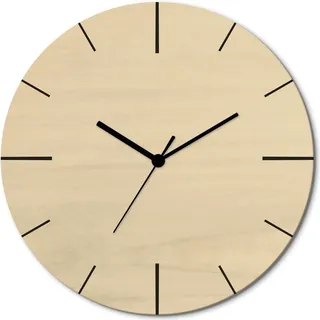 ARTland Holz Wanduhr Funkuhr - schwarzer Zeiger Zeitliche Schlichtheit Größe: 30x30 cm - Creme