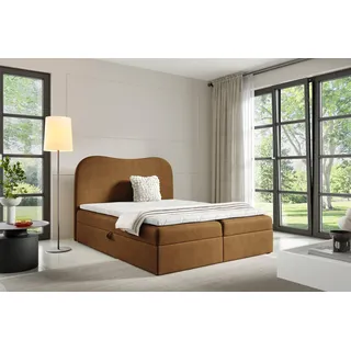 Boxspringbett Schlafzimmerbett DARLIN 180x220cm Stoff Gerra Goldbraun - Braun