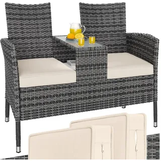 CASARIA Polyrattan Kino Bank 145 x 58 x 87 cm Grau