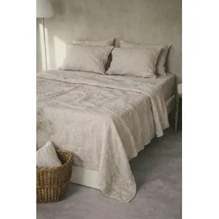 Ger3as Leinen Bettlaken ohne Gummi – 100% Stonewashed Leinen Flachlaken – Atmungsaktiv – Ohne Kissenbezüge – (Natürliche Farbe, 140 x 220 cm)