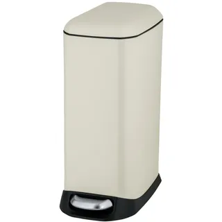 Mülleimer WENKO "Modell Design", creme, B:23,5cm H:55cm T:41cm, Edelstahl, Kunststoff, Mülleimer, Mülleimer, Abfalleimer mit Absenkautomatik und herausnehmbarem Einsatz