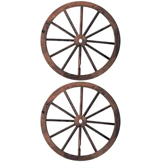 FOMIYES Vintage Holz Wagenrad Wanddekoration 11.42 Zoll Rustikale Western Deko Für Bar Garten Wohnzimmer 2 Stück Holzradwand Kunst