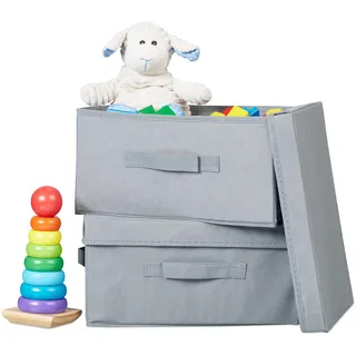 Relaxdays Aufbewahrungsbox 17 x 23 x 33 cm 2-tlg. grau