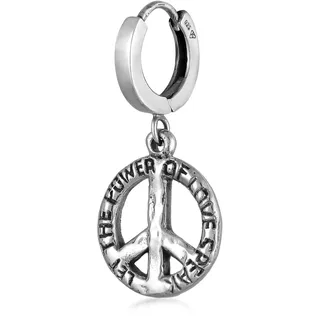 HAZE & GLORY Paar Creolen »Ohrringe Creolen Peace Frieden Used 925 Sterling Silber«, schwarz