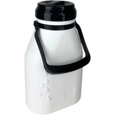 2-Liter-Kunststoff-Milchkanne mit dichtem Schraubverschluss - Auslaufsichere und hochwertige Milchvorratsflasche für alle flüssigen Lebensmittel spülmaschinenfest, weiß