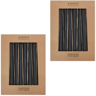 Stabkerzen 20er-Set | Schwarz - Matt| Höhe 25 cm ø 2,2 cm | Brenndauer 7 Stunden - Premium Qualität | einfarbige Spitzenkerzen | pajoma®